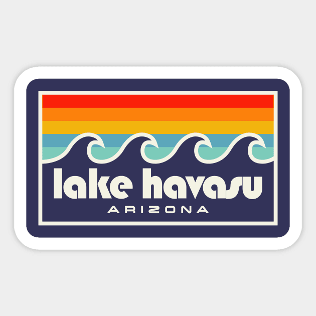 Lake Havasu Retro Vintage Style Distressed Sunset Waves Sticker by PodDesignShop